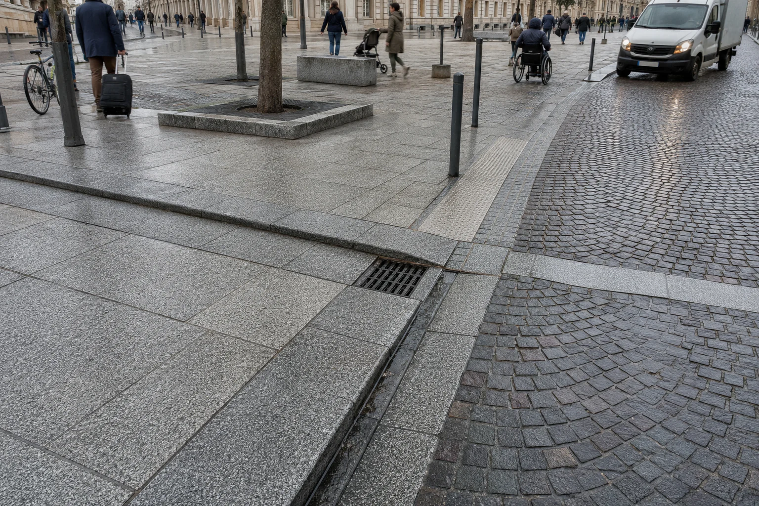 Voirie, pavés, bordures et espaces publics en pierre naturelle 1 MIU PHO P2 027 — Paves dalles bordures et caniveau en espace public — Voirie paves bordures et espaces publics en pierre naturelle Pavés, dalles, bordures et caniveau en espace public — Voirie, pavés, bordures et espaces publics en pierre naturelle